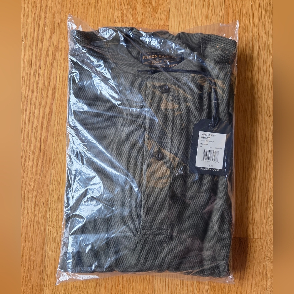 Filson Waffle Knit Thermal Henley - Mossy Rock (M) - NWT